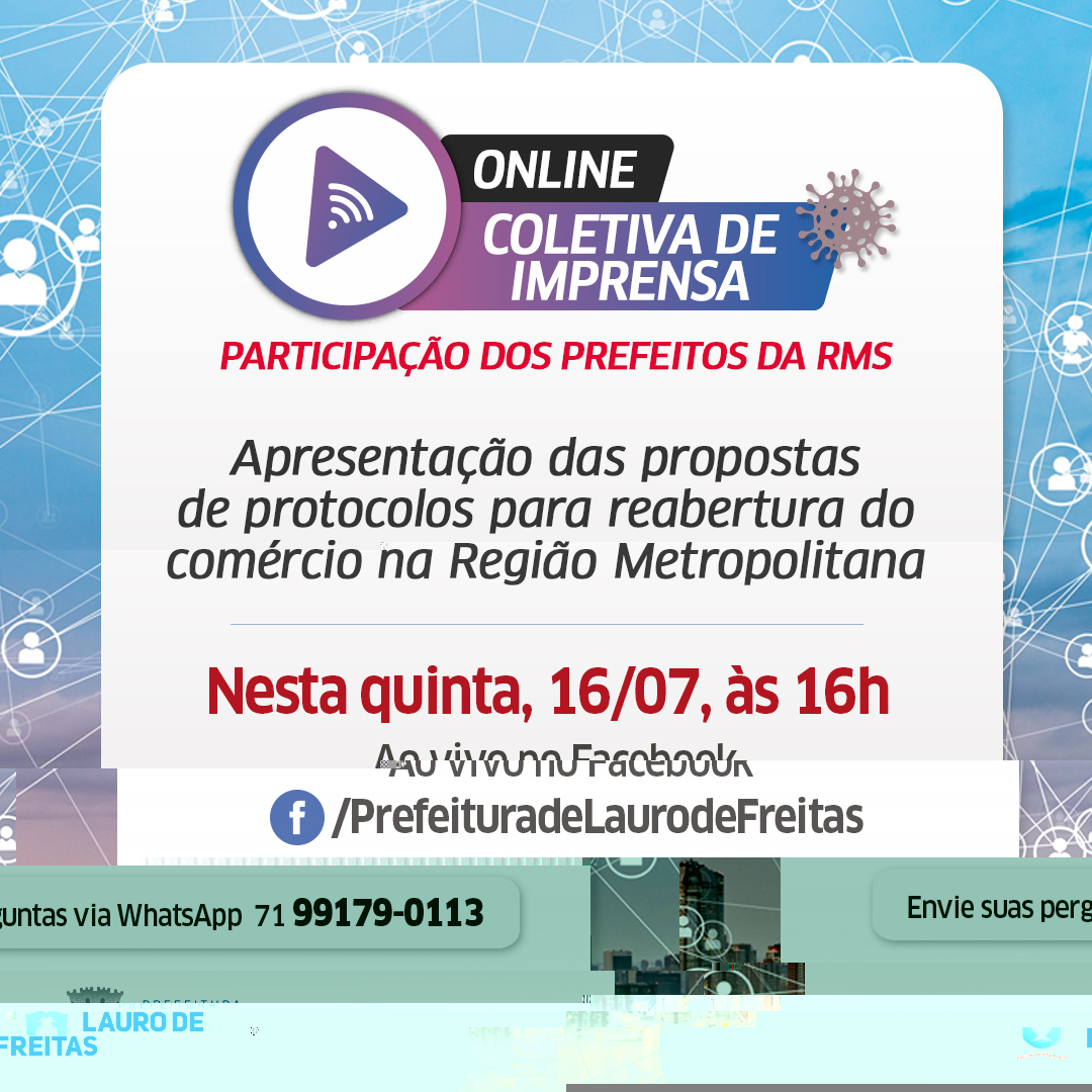Prefeitos e Prefeitas da RMS se re�nem nesta quinta-feira (16), em Lauro de Freitas, para apresentar propostas de reabertura do com�rcio