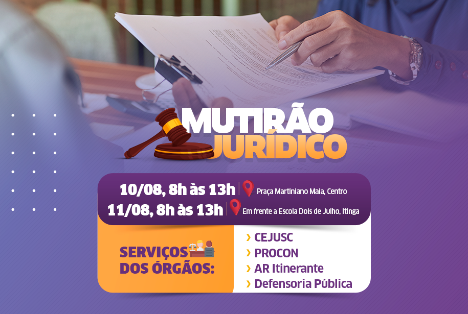 Prefeitura e Defensoria P�blica realizam mutir�o jur�dico nesta quarta (10) e quinta (11) em Lauro de Freitas   