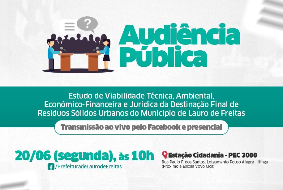 Prefeitura de Lauro de Freitas realiza nesta segunda-feira (20) audi�ncia p�blica sobre a destina��o final de res�duos s�lidos 