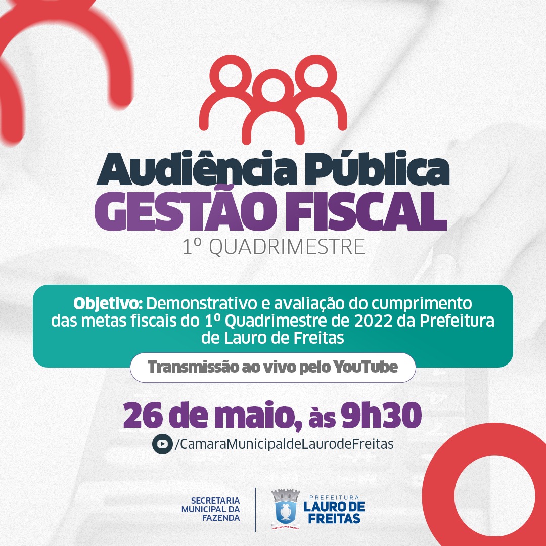 Prefeitura de Lauro de Freitas apresenta relat�rio de metas fiscais em audi�ncia p�blica nesta quinta (26)