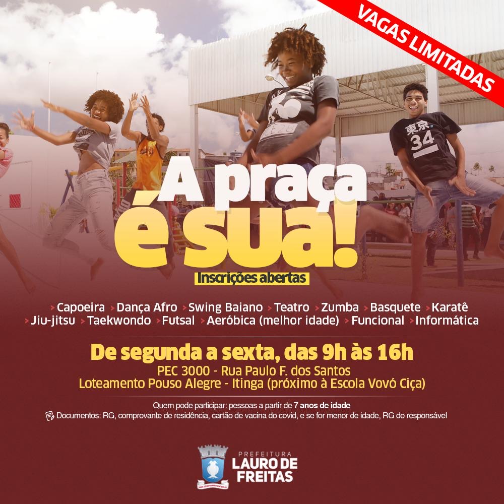Projeto �A Pra�a � Sua� abre inscri��es para aulas de teatro, swing baiano, futsal e muito mais em Lauro de Freitas